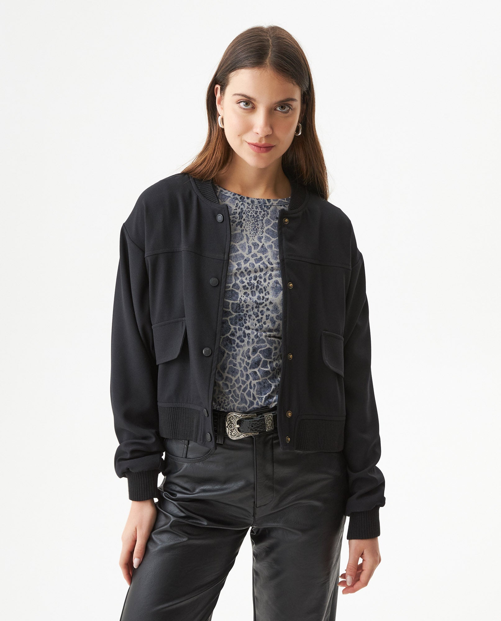 Women's Bomber Jacket - Black 729G006 - 1