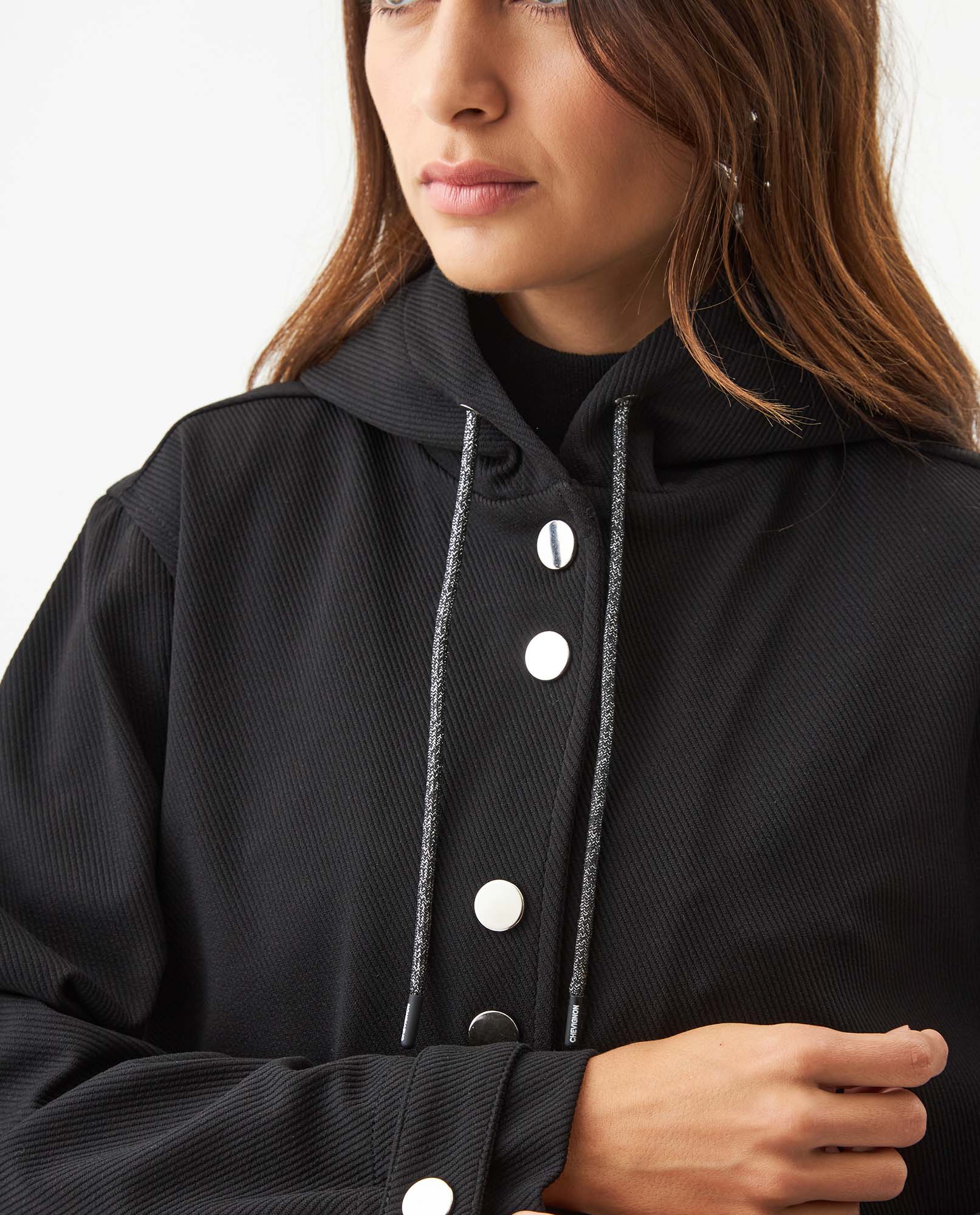 Women's Hooded Straight Jacket in Polyester Blend, Festive 729G008 - 4