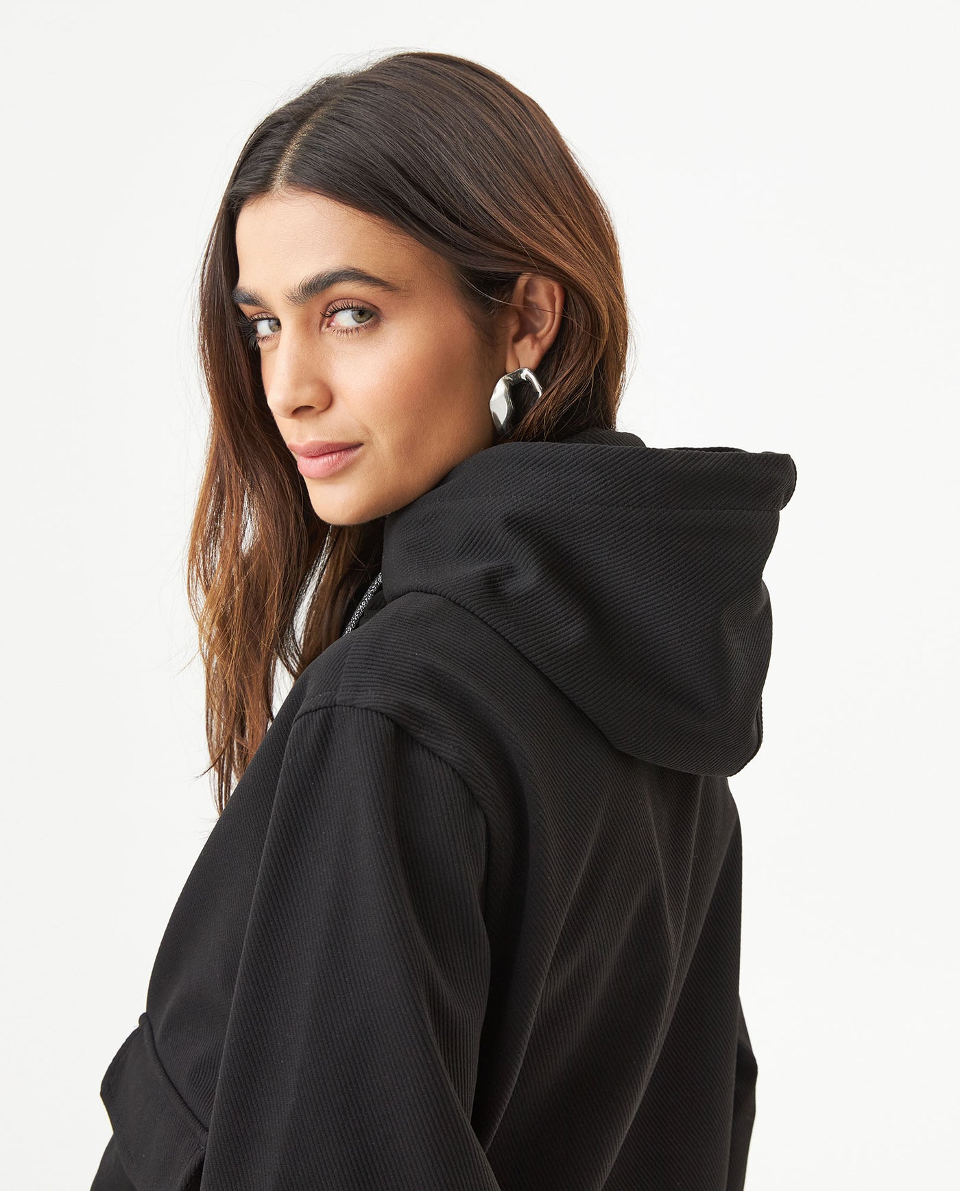 Women's Hooded Straight Jacket in Polyester Blend, Festive 729G008 - 6