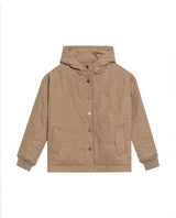 Women's Vertical Wave Quilted Hooded Jacket in Polyester Blend, Heritage - 1