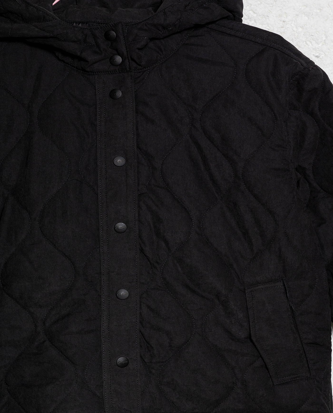 Women's Vertical Wave Quilted Hooded Jacket in Polyester Blend, Heritage - 7