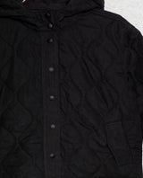 Women's Vertical Wave Quilted Hooded Jacket in Polyester Blend, Heritage - 7