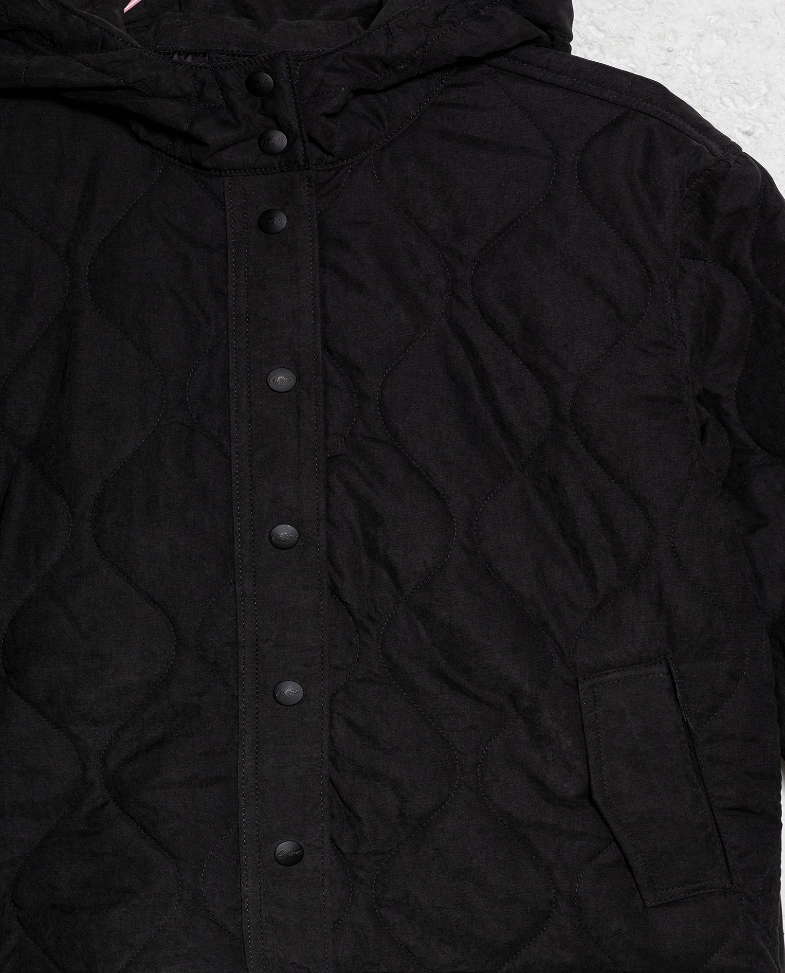 Women's Vertical Wave Quilted Hooded Jacket in Polyester Blend, Heritage - 7