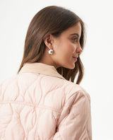 Women's Corduroy Collar Wave Quilted Jacket in Polyester, Radiant - 6
