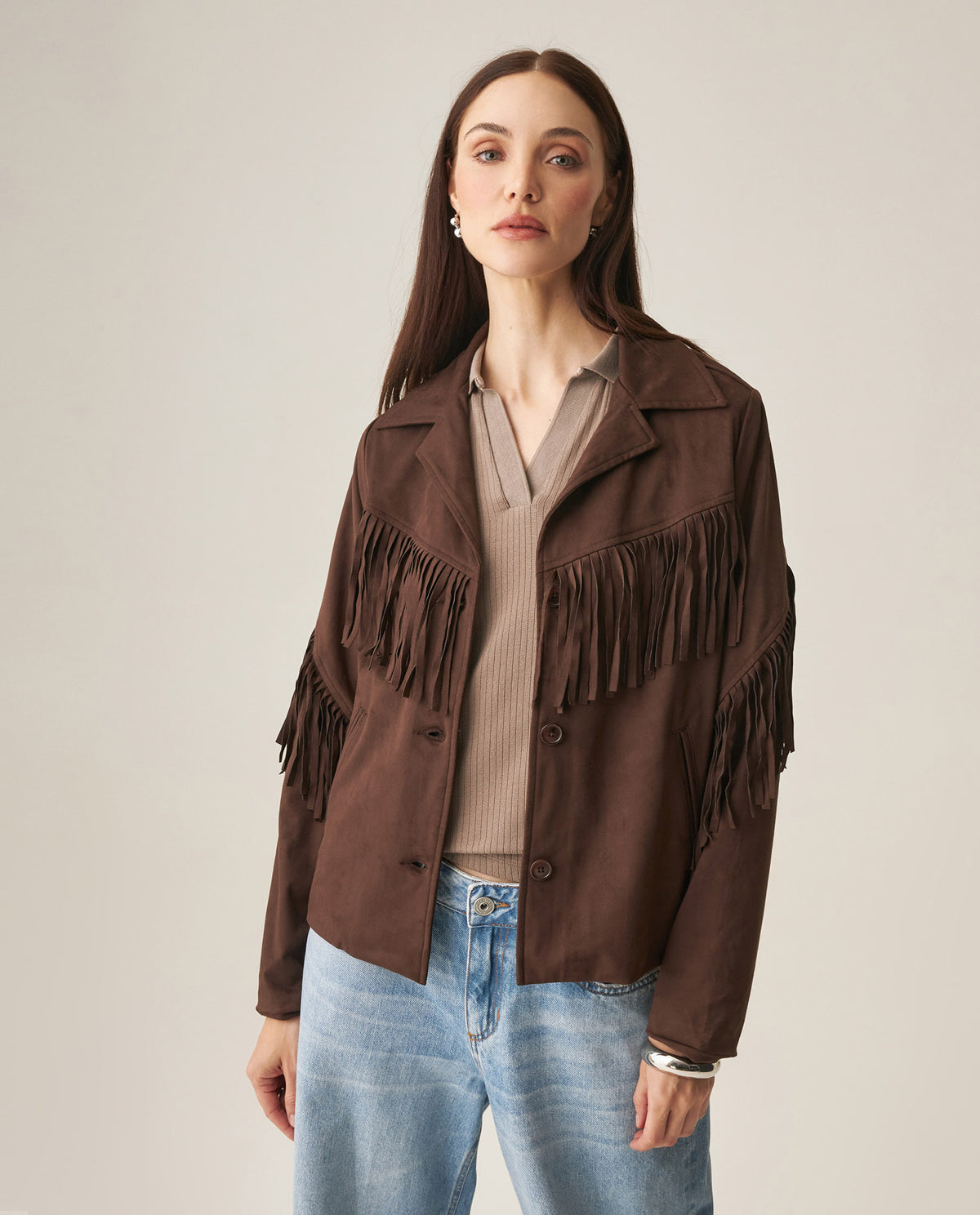 Women´s Fringe Jacket - Brown 63_729H011_CAF190915_3