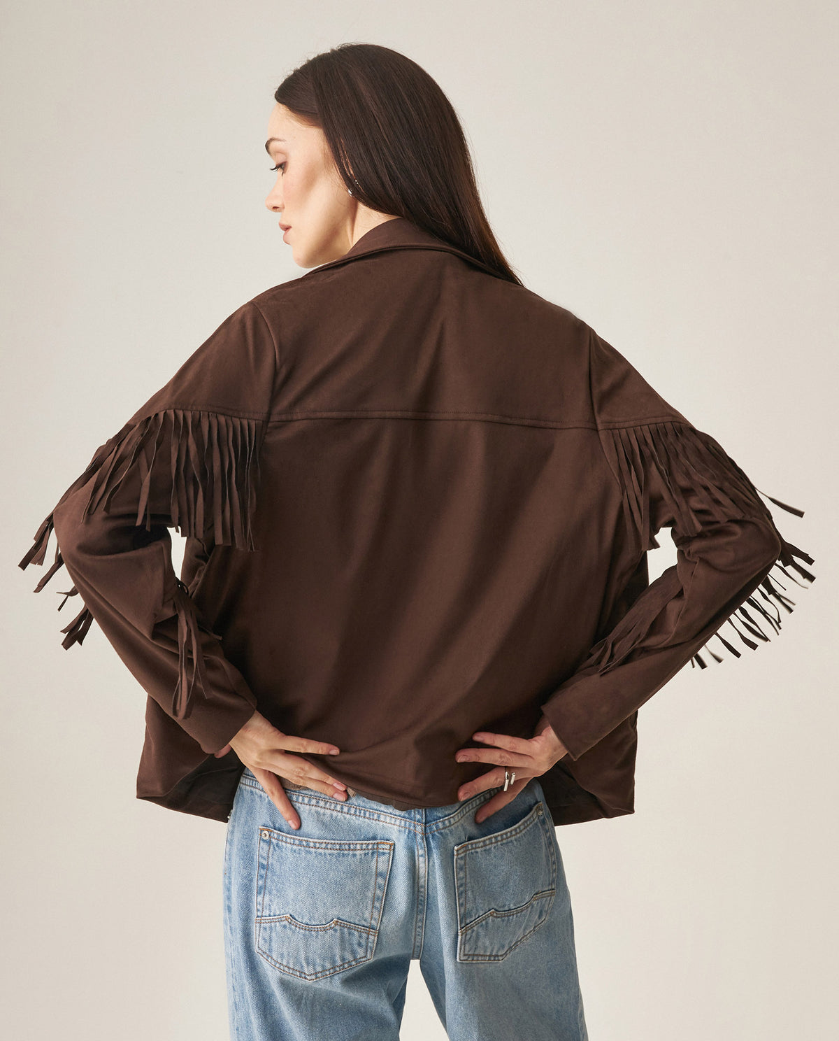 Women´s Fringe Jacket - Brown 63_729H011_CAF190915_4