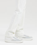 Women's High-Waisted Straight Leg Pants with Cascading Stone Details in Cotton-Elastane - 5