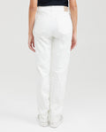 Women's High-Waisted Straight Leg Pants with Cascading Stone Details in Cotton-Elastane - 6
