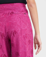 Women's High-Waisted Palazzo Pants with Tonal Foliage Pattern in Cotton-Viscose-Linen - 6