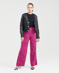 Women's High-Waisted Palazzo Pants with Tonal Foliage Pattern in Cotton-Viscose-Linen - 7