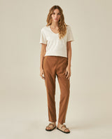 Womens Pants Essential Straight Silhouette Rayon Blend High Rise - Brown 63_731H000_CAF181031_4