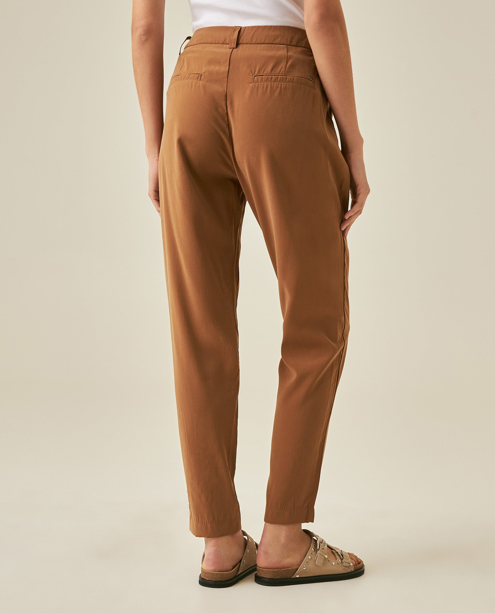 Womens Pants Essential Straight Silhouette Rayon Blend High Rise - Brown 63_731H000_CAF181031_6