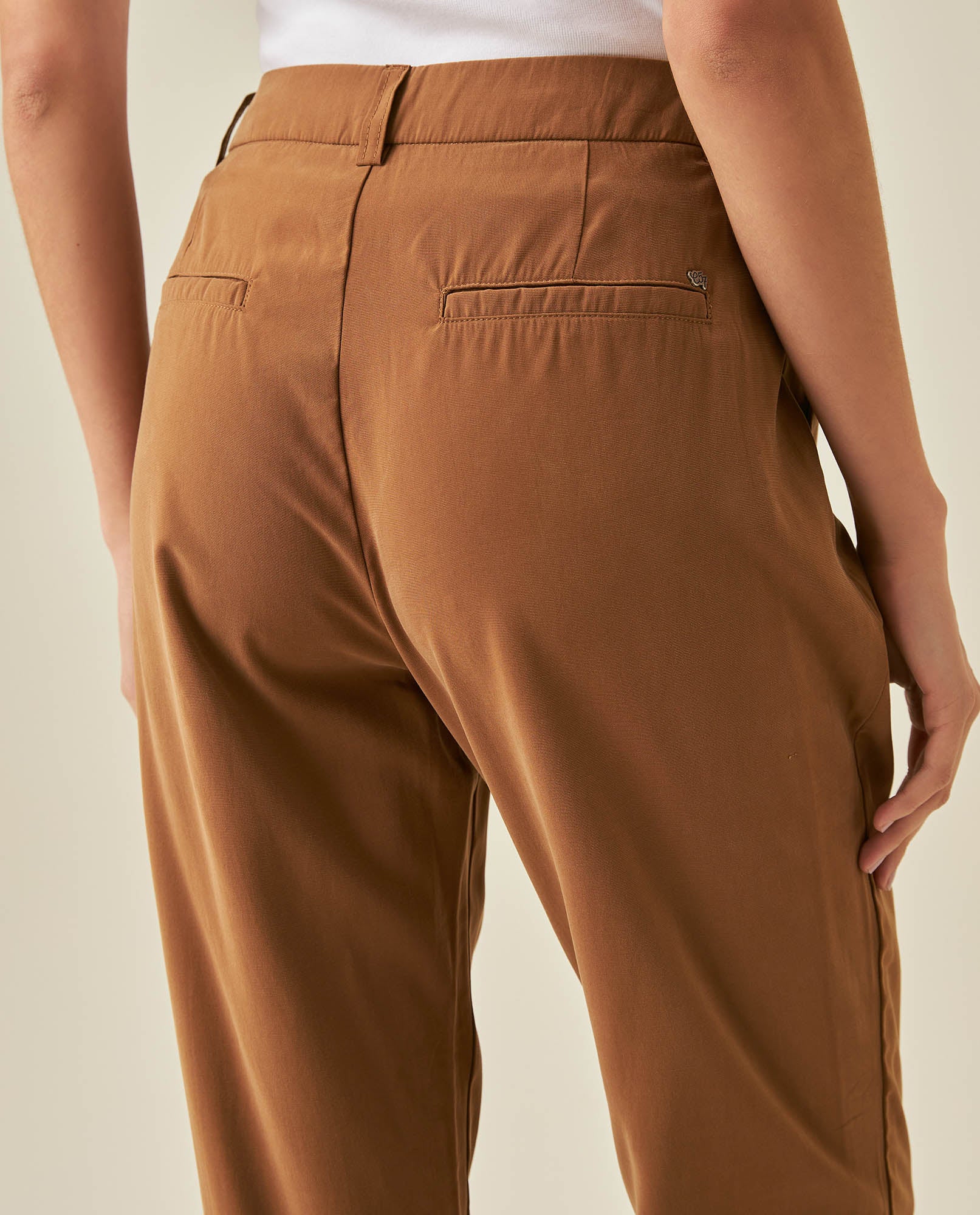 Womens Pants Essential Straight Silhouette Rayon Blend High Rise - Brown 63_731H000_CAF181031_7