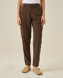 Womens Pants Essential Straight Silhouette Rayon Blend High Rise - Brown 63_731H000_CAF191016_0