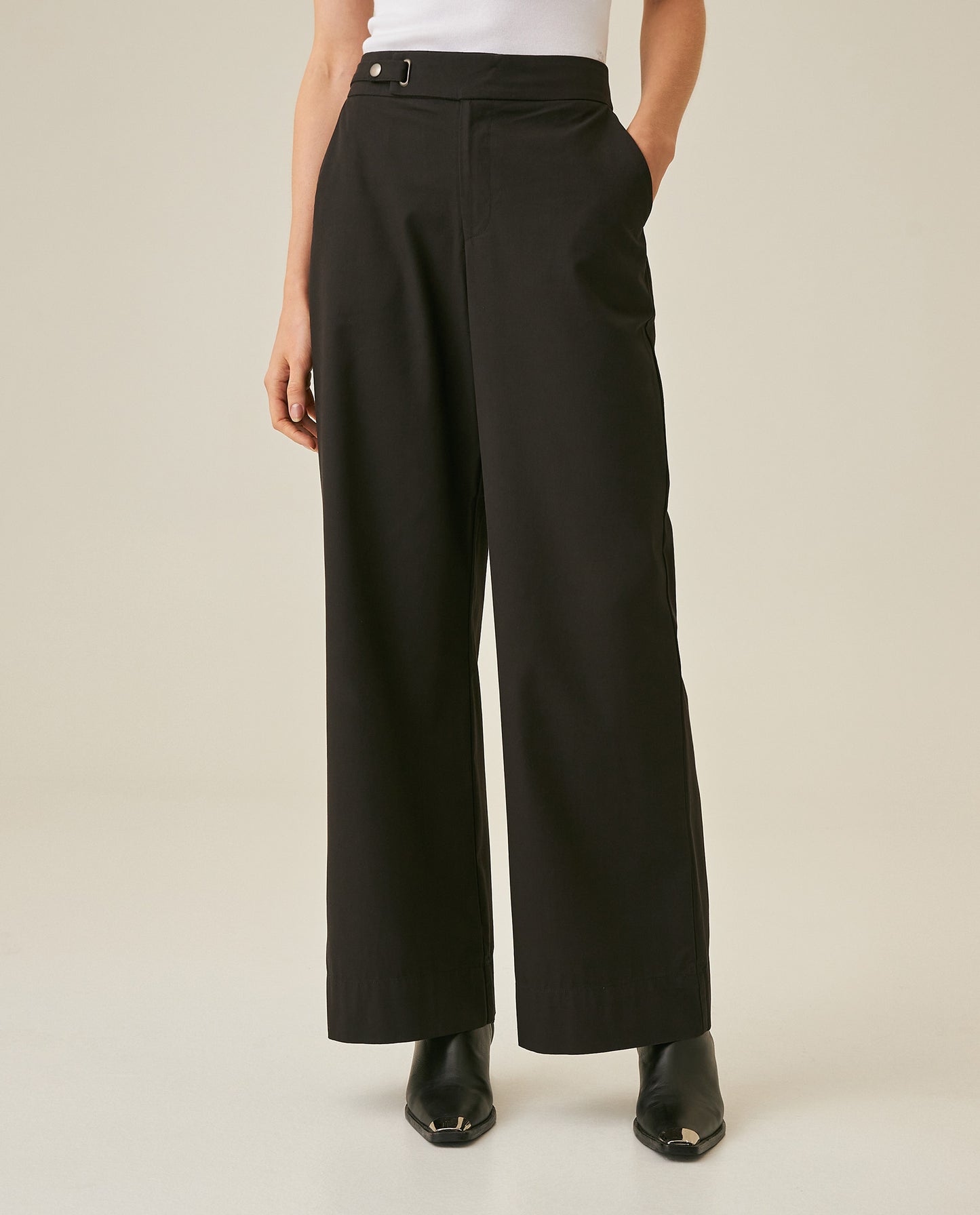 Womens Pants Wide Leg High Rise Modal–Cotton Softness - Black 63_731H001_NEG194004_0