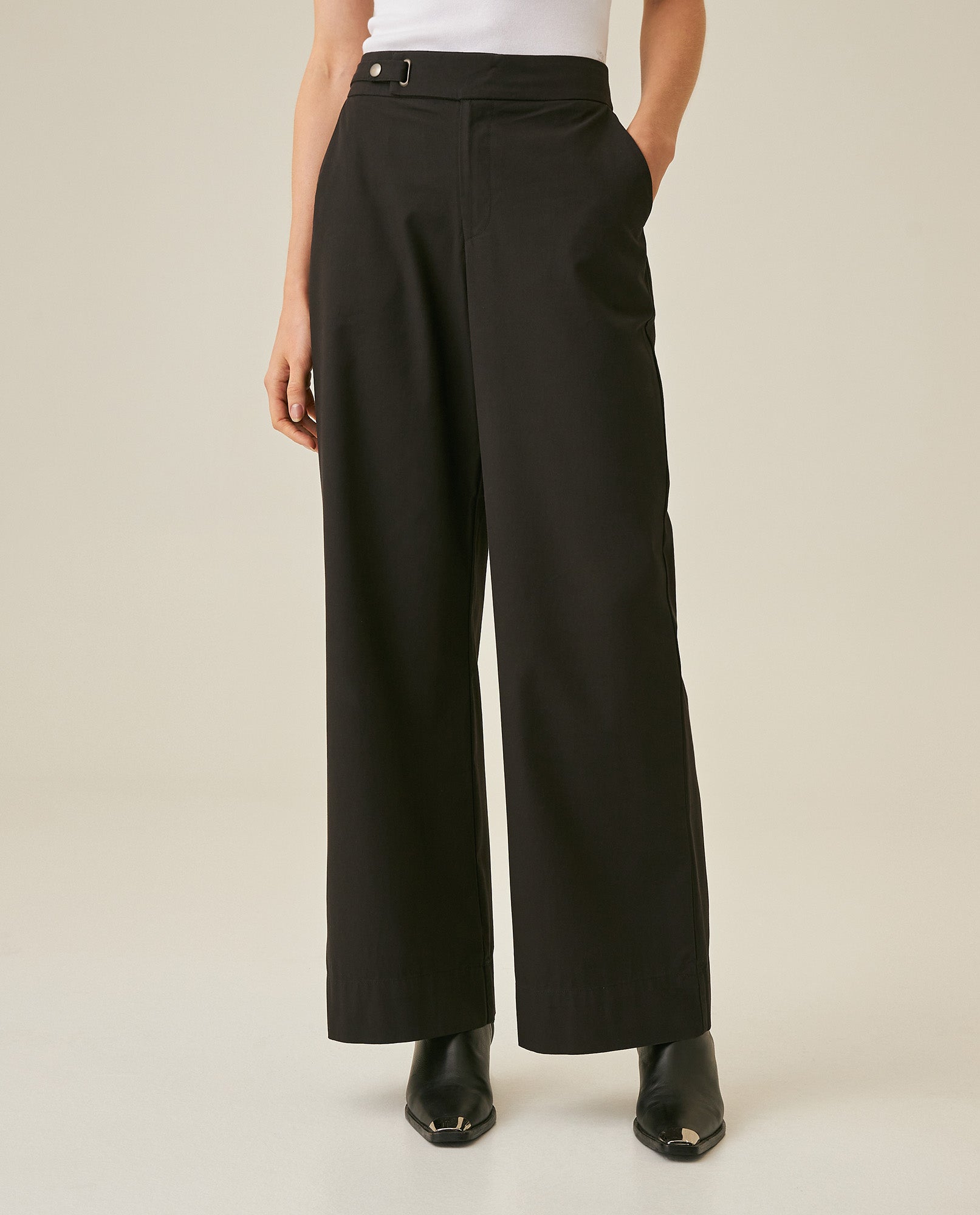Womens Pants Wide Leg High Rise Modal–Cotton Softness - Black 63_731H001_NEG194004_0