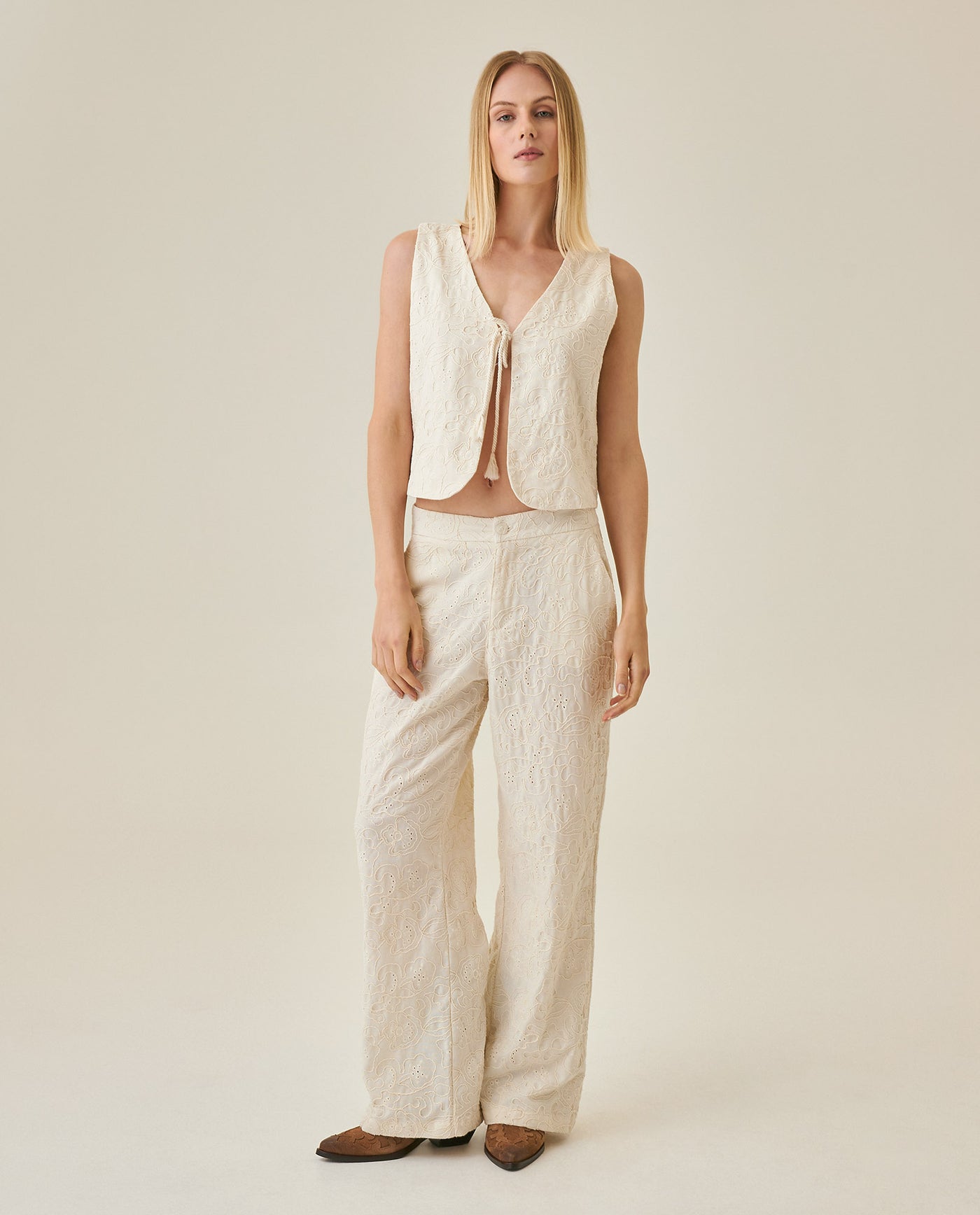 Womens Pants Straight Silhouette High Rise Rayon Blend - Raw 63_731H002_CRU125202_4