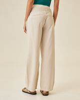 Womens Pants Wide Leg High Rise Rayon Blend Double Waistband - Beige 63_731H003_BEI140002_6