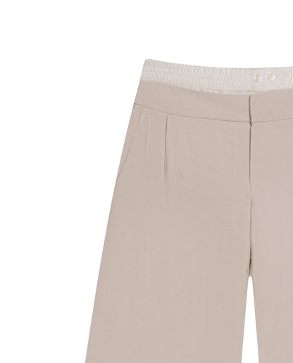 Womens Pants Wide Leg High Rise Rayon Blend Double Waistband - Beige 63_731H003_BEI140002_8