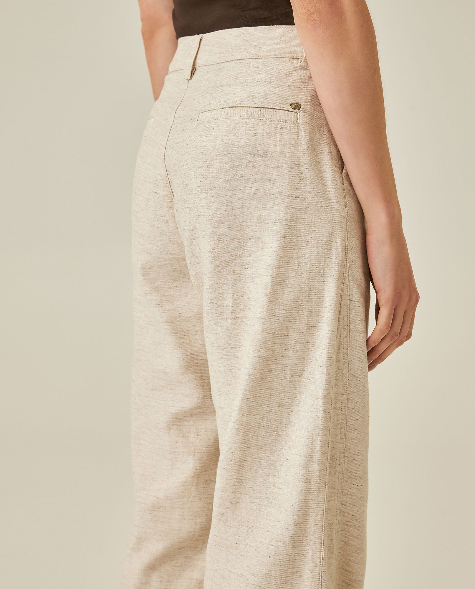 Womens Pants Wide Leg High Rise Cotton Viscose Linen Blend - Raw 63_731H004_CRU110701_7