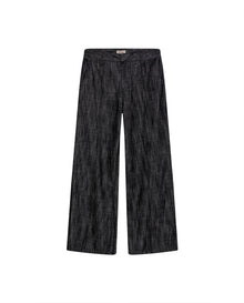 Womens Pants Wide Leg High Rise Cotton Denim Rhinestones - Black 63_731H005_NEG194004_3