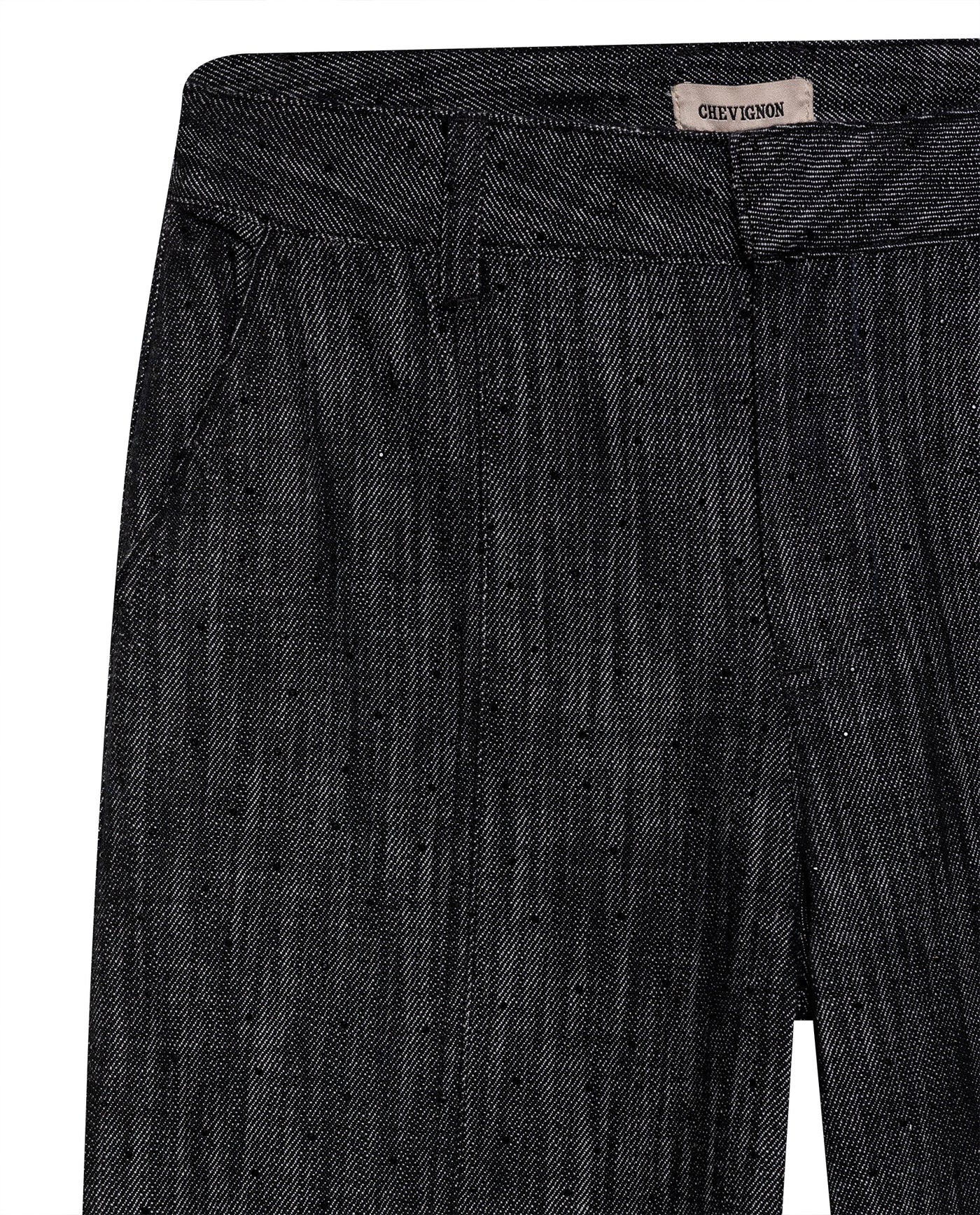 Womens Pants Wide Leg High Rise Cotton Denim Rhinestones - Black 63_731H005_NEG194004_8