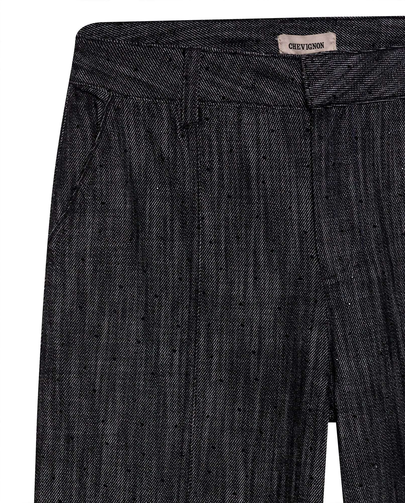 Womens Pants Wide Leg High Rise Cotton Denim Rhinestones - Black 63_731H005_NEG194004_8