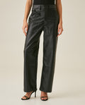 Womens Pants Coated Straight Silhouette High Rise Polyurethane Blend - Black 63_731H007_NEG194004_0