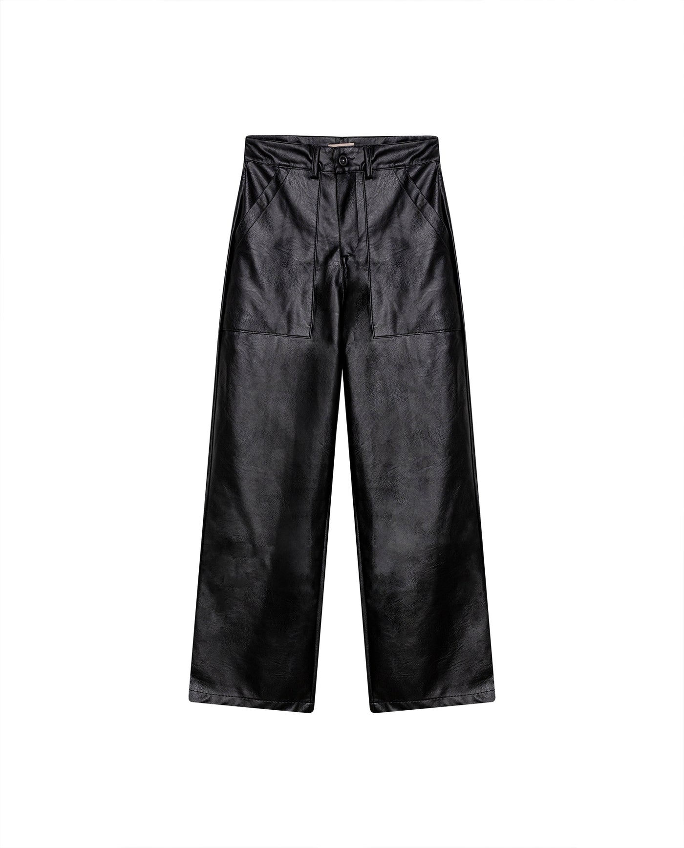 Womens Pants Coated Straight Silhouette High Rise Polyurethane Blend - Black 63_731H007_NEG194004_3