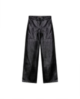 Womens Pants Coated Straight Silhouette High Rise Polyurethane Blend - Black 63_731H007_NEG194004_3