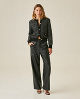 Womens Pants Coated Straight Silhouette High Rise Polyurethane Blend - Black 63_731H007_NEG194004_4
