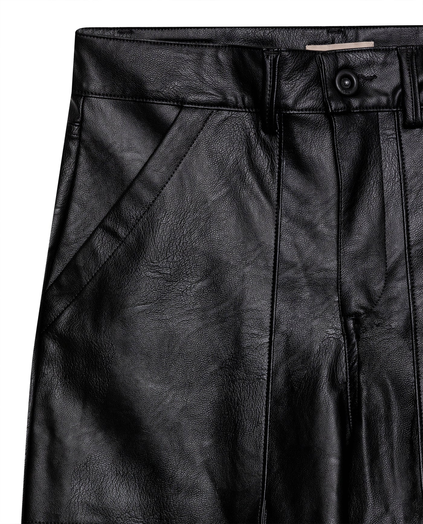 Womens Pants Coated Straight Silhouette High Rise Polyurethane Blend - Black 63_731H007_NEG194004_8