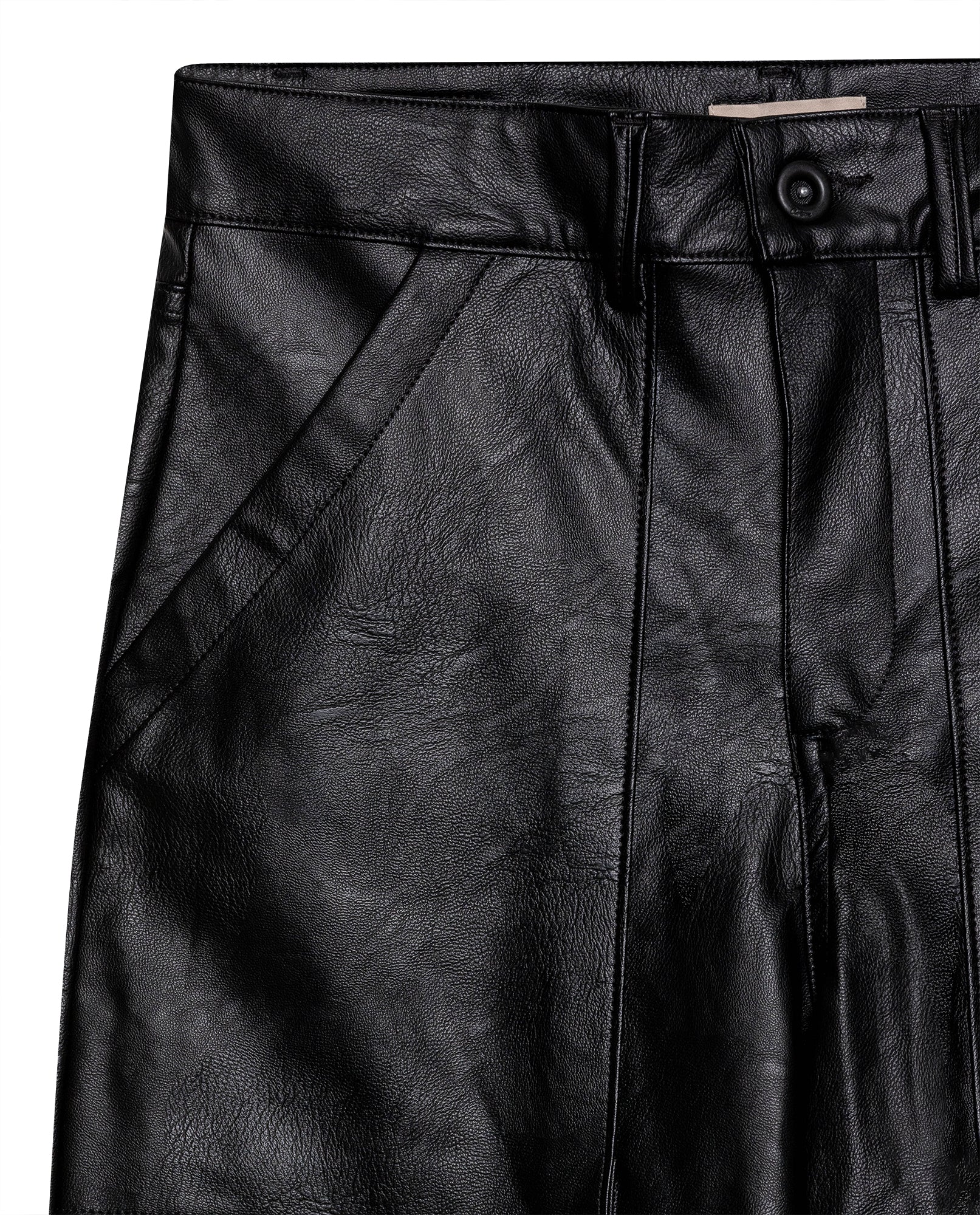 Womens Pants Coated Straight Silhouette High Rise Polyurethane Blend - Black 63_731H007_NEG194004_8