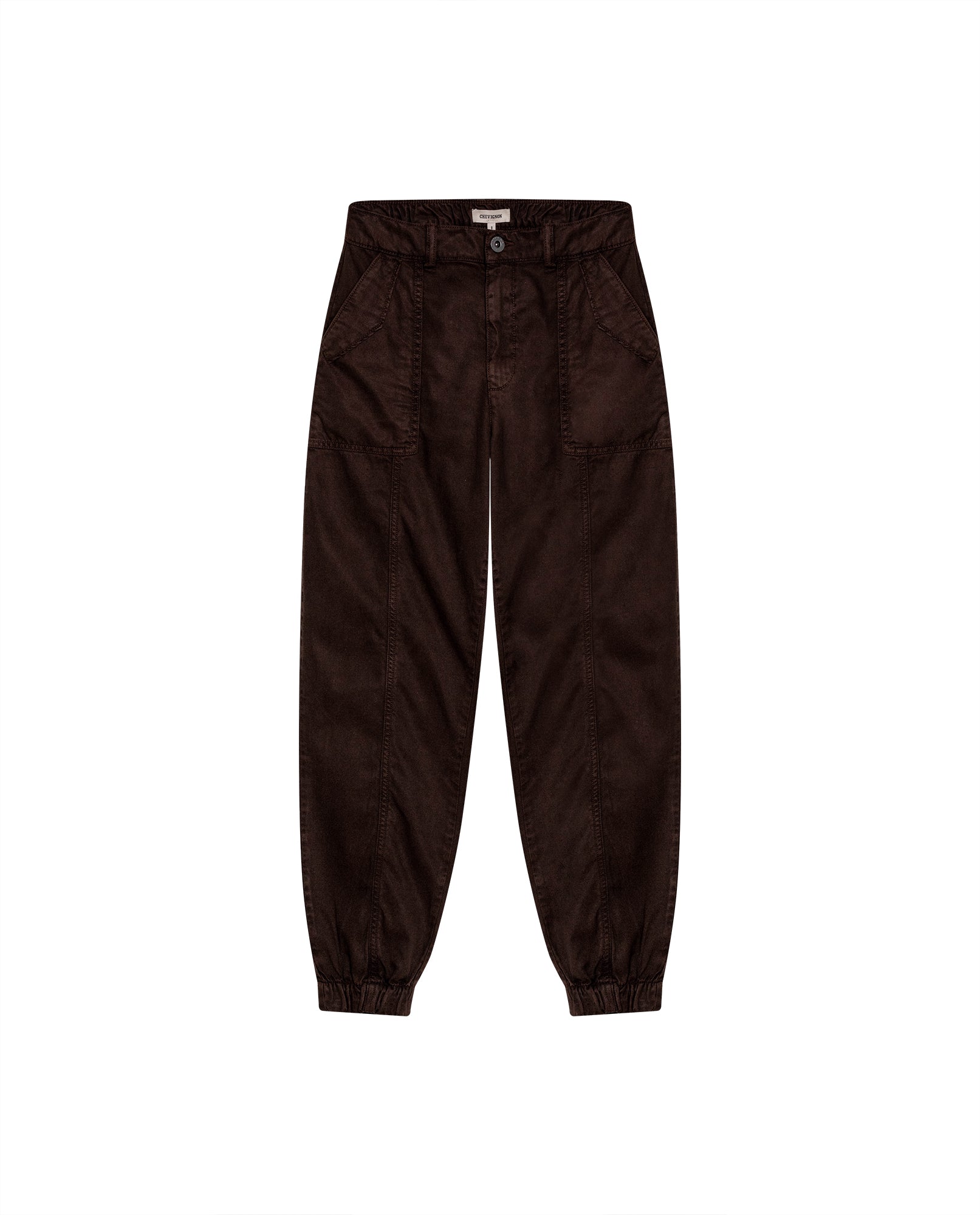 Womens Pants Jogger Silhouette High Rise Cotton Lyocell Denim Lightweight - Brown 63_731H009_CAF191016_3