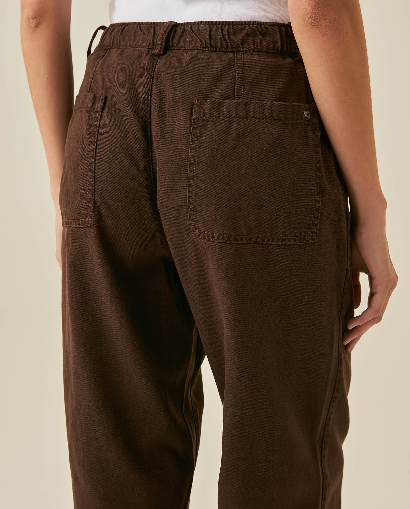 Womens Pants Jogger Silhouette High Rise Cotton Lyocell Denim Lightweight - Brown 63_731H009_CAF191016_7
