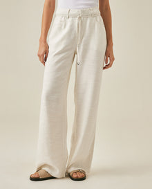 Womens Pants Rodeo Wide Leg Rayon Linen Blend - White 63_731H701_BLA110601_0