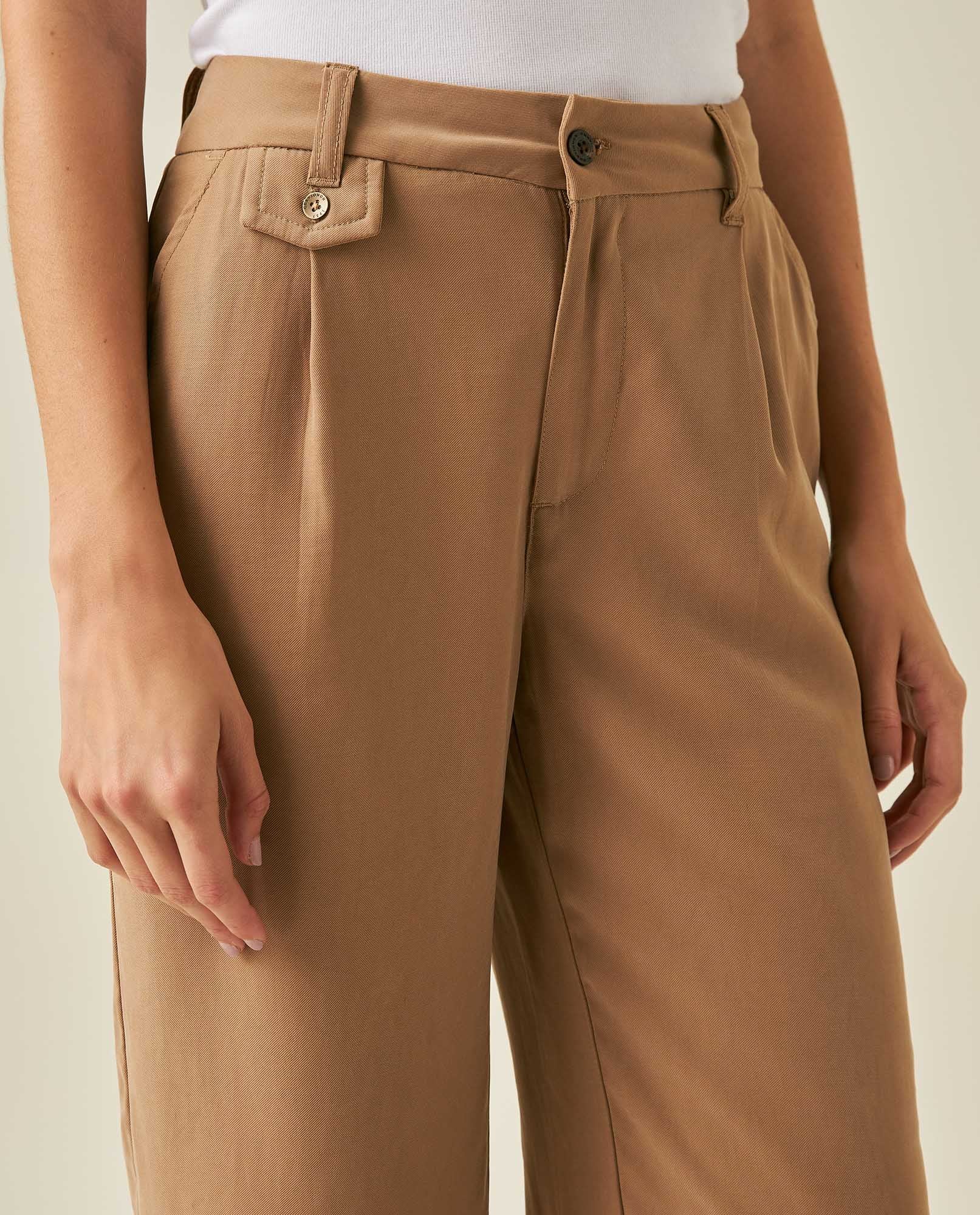 Womens Pants Rodeo Culotte Silhouette Rayon Blend Mid Rise - Beige 63_731H702_BEI161407_5