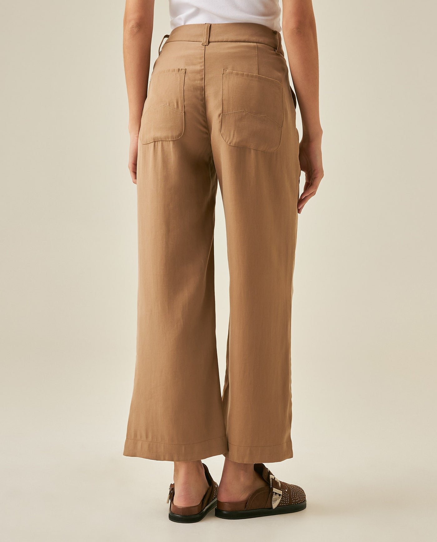 Womens Pants Rodeo Culotte Silhouette Rayon Blend Mid Rise - Beige 63_731H702_BEI161407_6