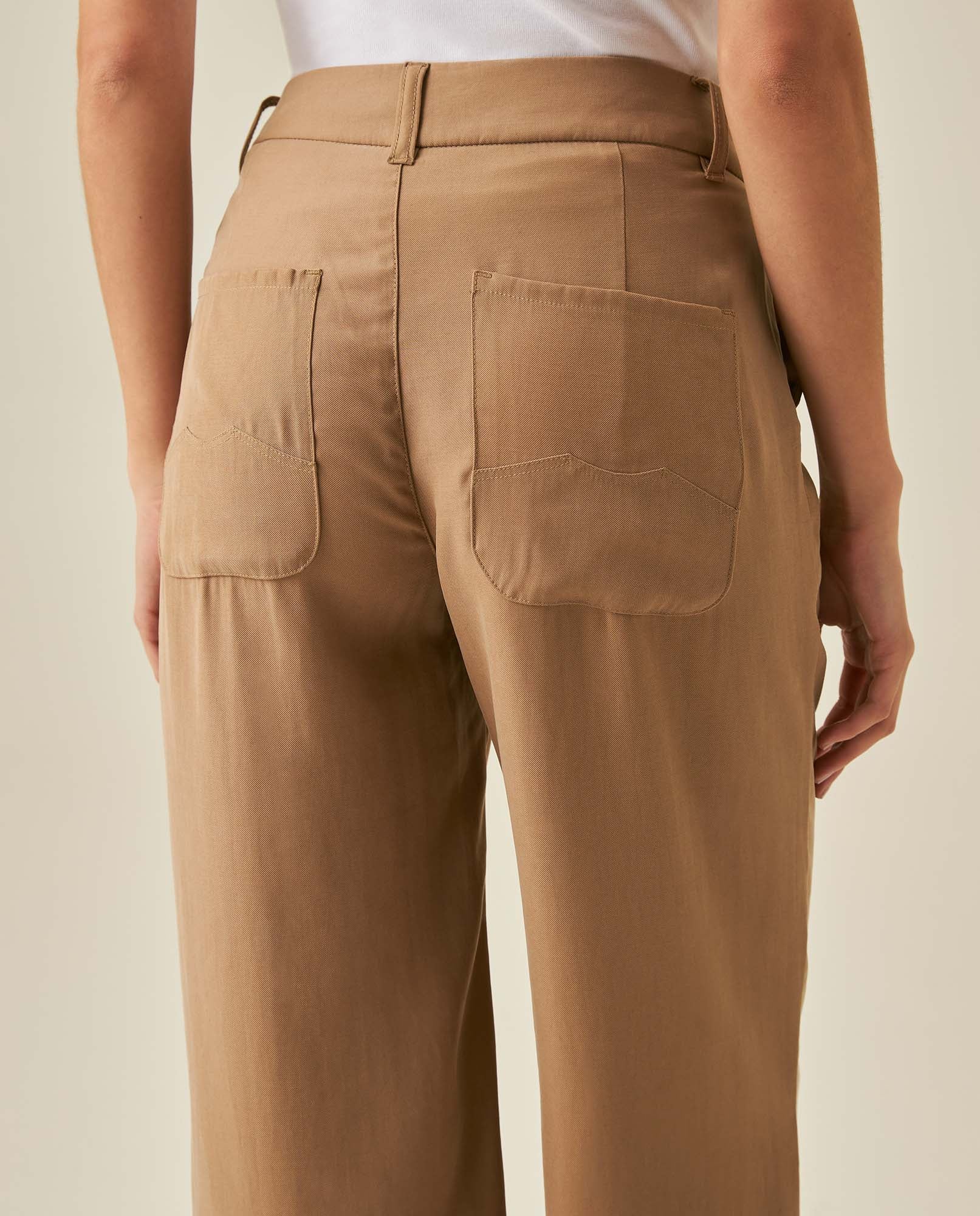 Womens Pants Rodeo Culotte Silhouette Rayon Blend Mid Rise - Beige 63_731H702_BEI161407_7