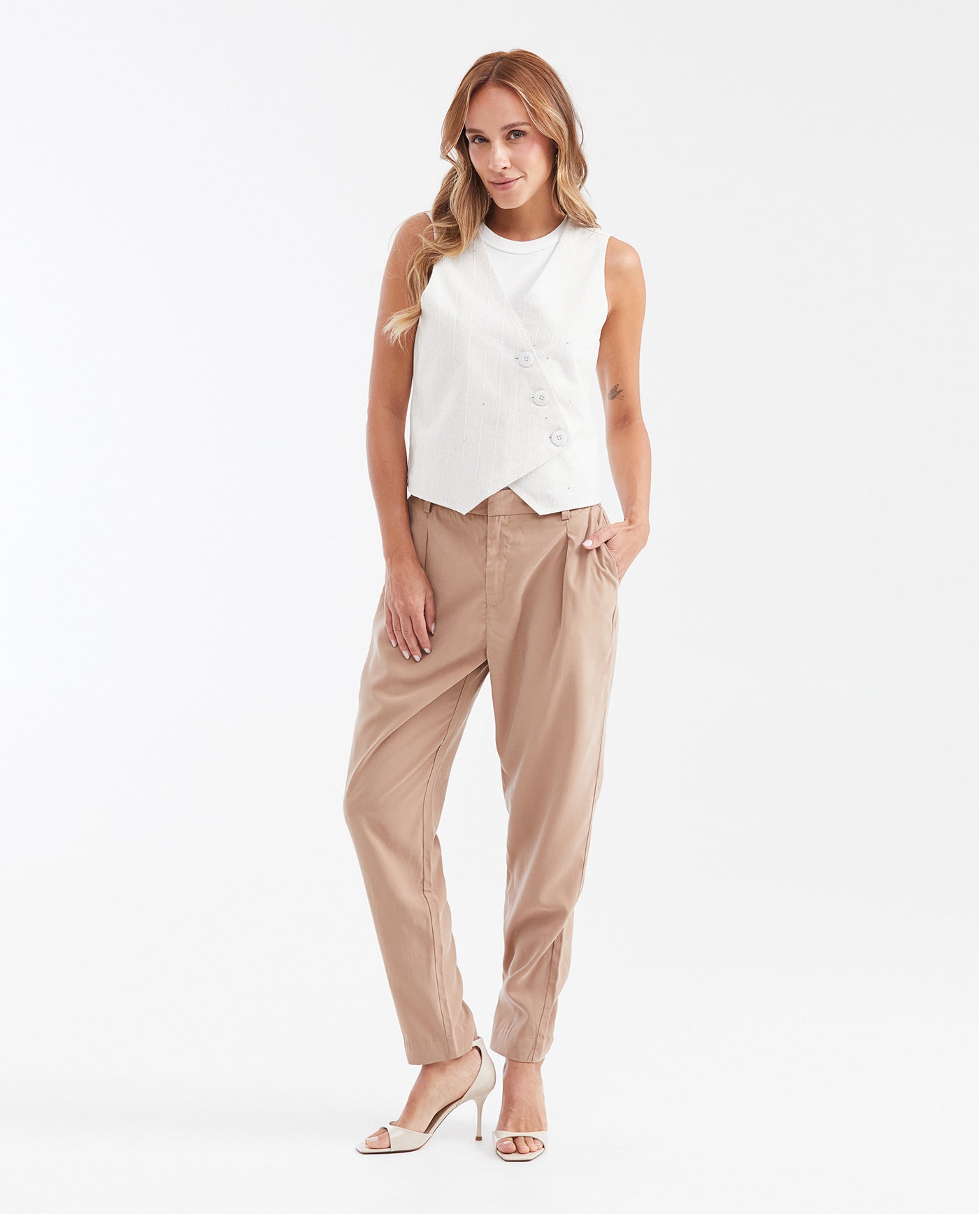 Women's High-Waisted Straight Leg Sartorial Pants in Rayon-Polyester - 2