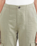 Women's High-Waisted Jogger Pants with Cargo Pockets in Cotton-Viscose-Linen - 3