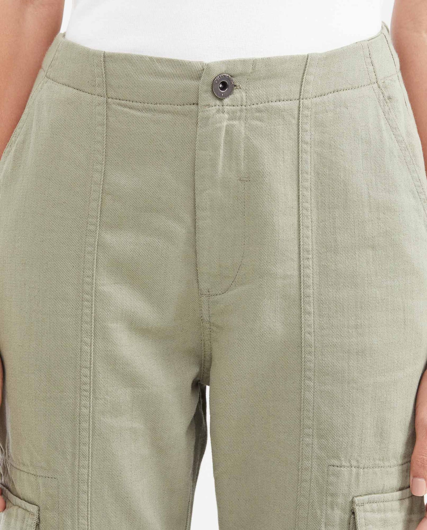 Women's High-Waisted Jogger Pants with Cargo Pockets in Cotton-Viscose-Linen - 3