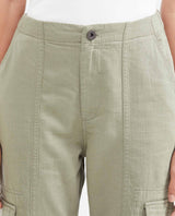 Women's High-Waisted Jogger Pants with Cargo Pockets in Cotton-Viscose-Linen - 3