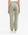 Women's High-Waisted Jogger Pants with Cargo Pockets in Cotton-Viscose-Linen - 5