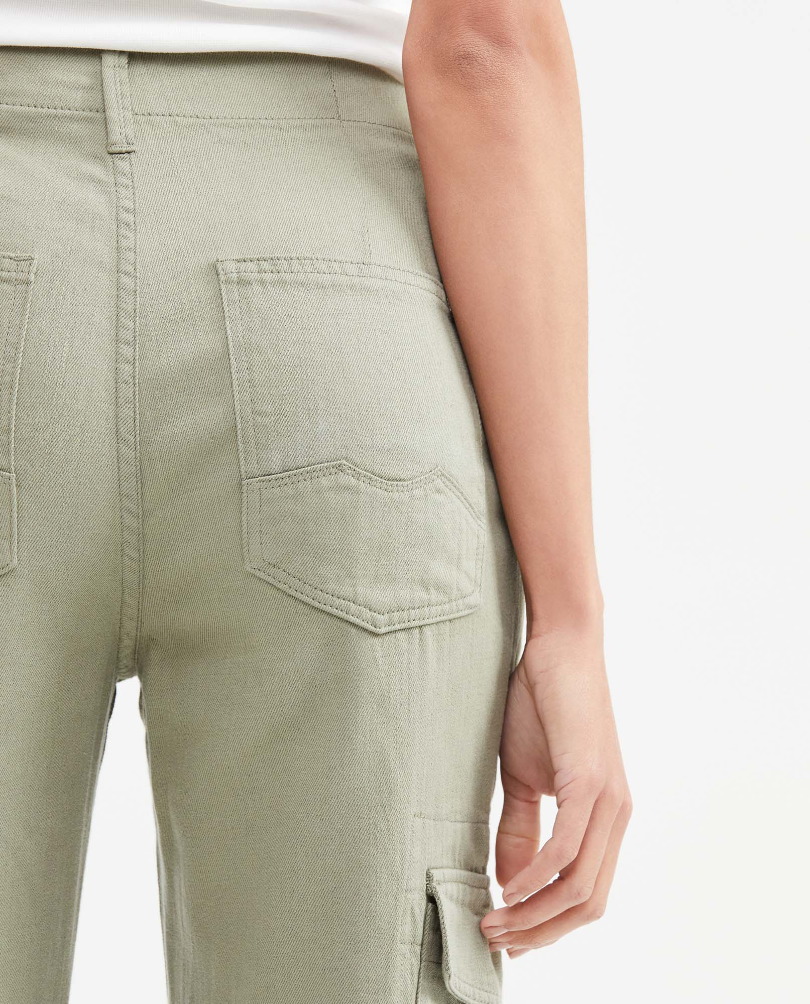 Women's High-Waisted Jogger Pants with Cargo Pockets in Cotton-Viscose-Linen - 6