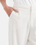 Women's High-Waisted Palazzo Pants with Sequin Stripes in Viscose-Linen-Polyester - 1