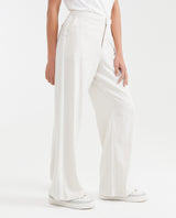 Women's High-Waisted Palazzo Pants with Sequin Stripes in Viscose-Linen-Polyester - 3