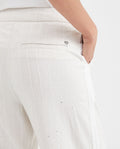 Women's High-Waisted Palazzo Pants with Sequin Stripes in Viscose-Linen-Polyester - 5