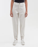 Women's High-Waisted Jogger Pants with Front Cuts in Cotton-Elastane - 1