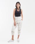 Women's High-Waisted Jogger Pants with Front Cuts in Cotton-Elastane - 2